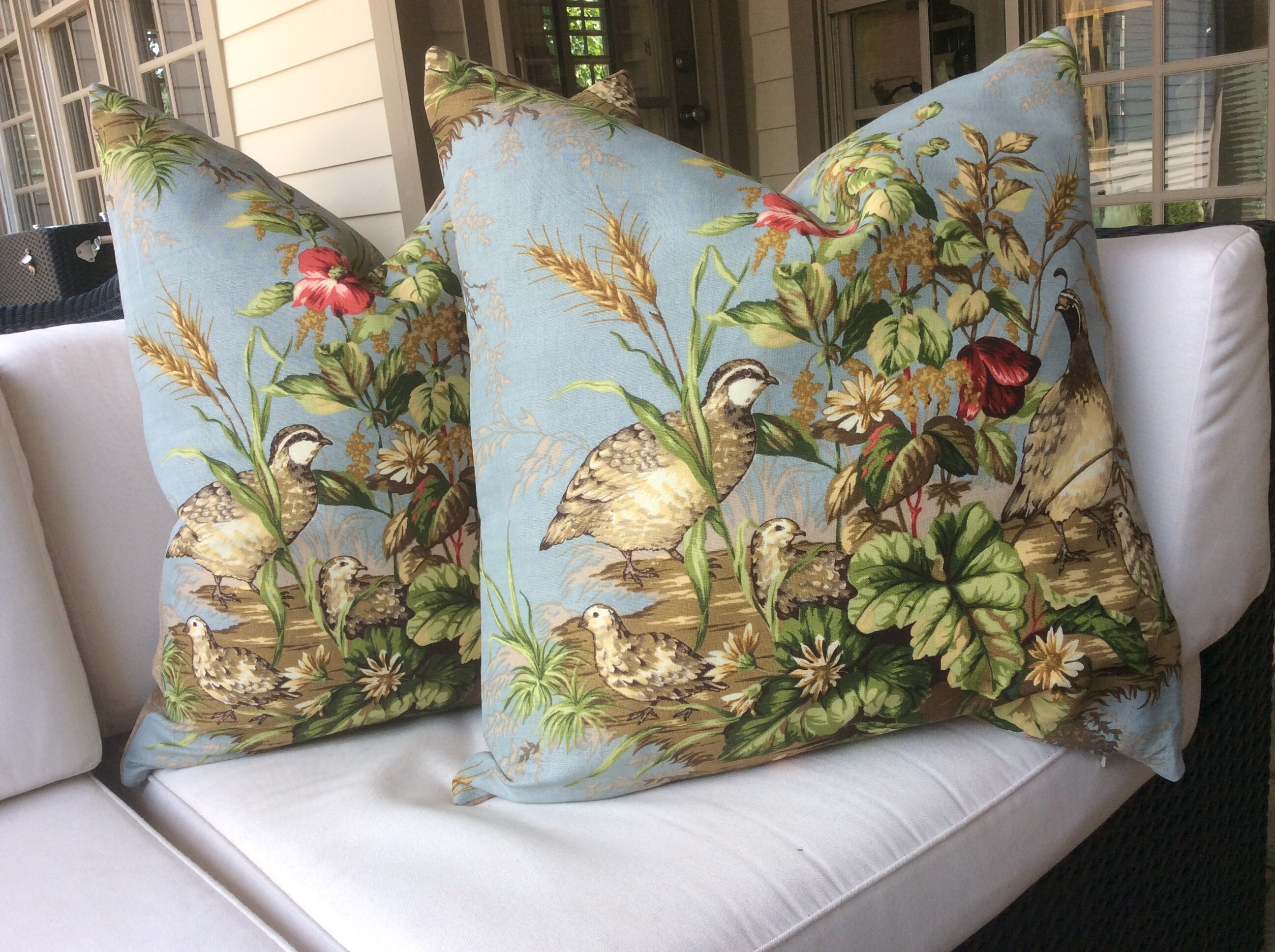 Scalamandre Pillow Cover in Quail Scene edwin's Etsy