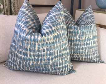 Thibaut “Rain Water“ in Spa Blue pillow covers