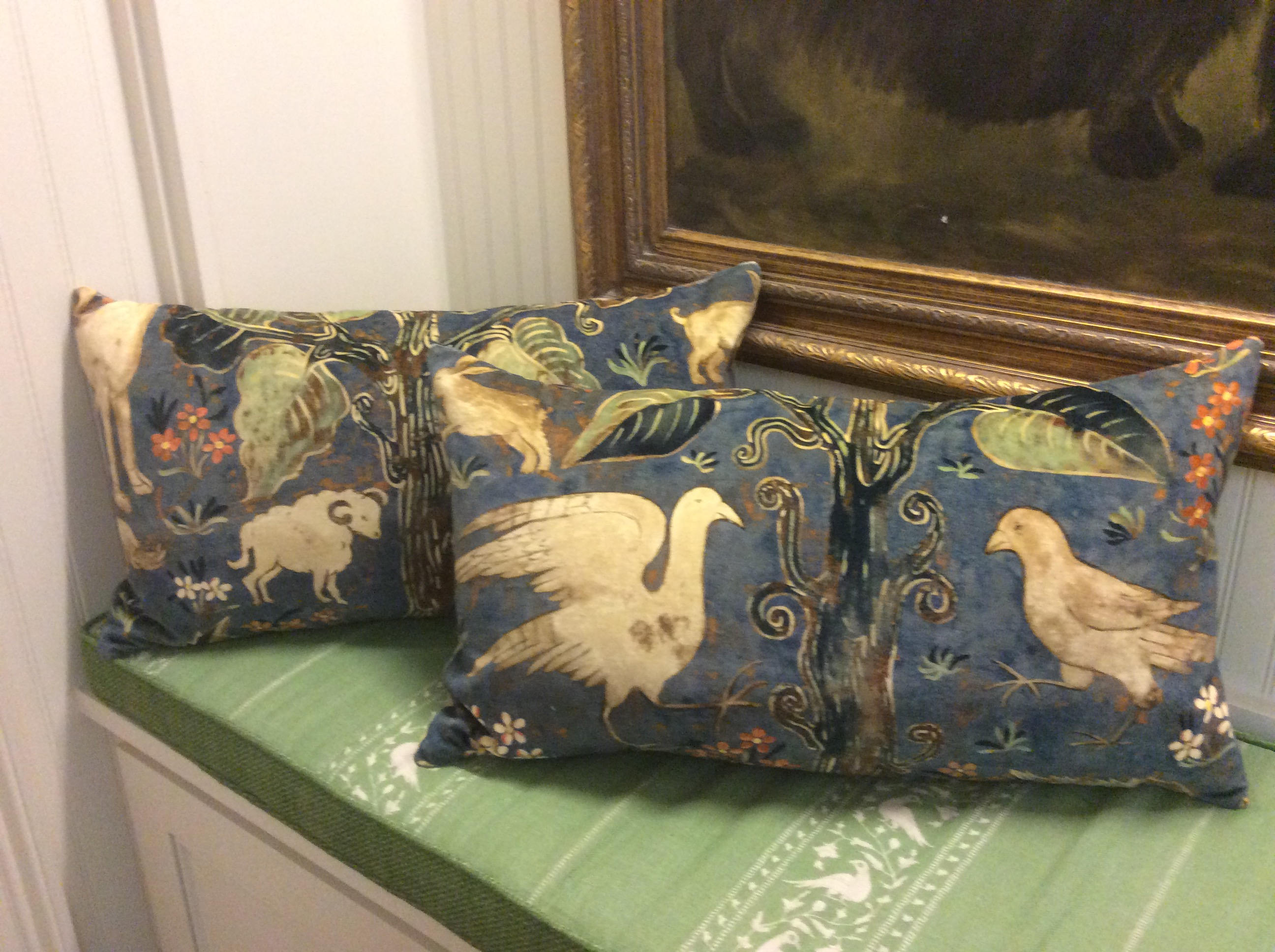 Zoffany arden Blue Velvet Animal Scene Covers. Brown Velvet Etsy