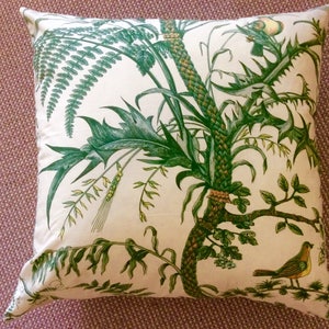 Brunschwig and Fils Bird and Thistle in green pillow cover image 2