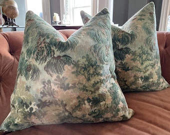 Brunschwig and Fils MING VELVET in green pillow covers