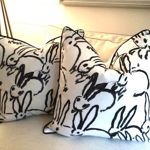 Groundworks for Lee Jofa -Hunt Slonem in black and white-with Black and white pillow cover
