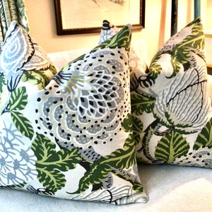 Thibaut “Mitford” in Green and White Pillow covers