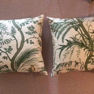 Brunschwig and Fils Bird and Thistle in green pillow cover image 3