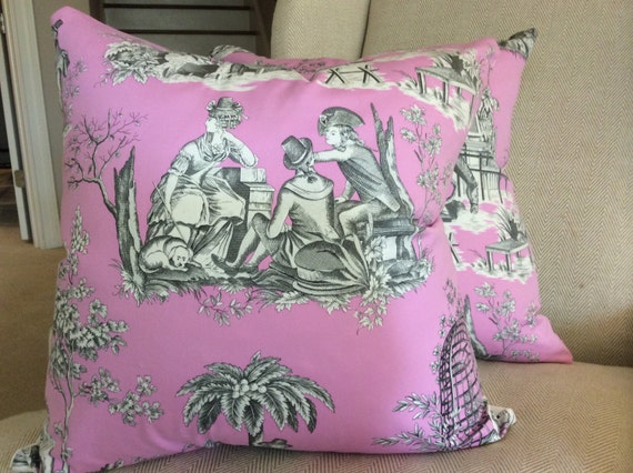Manuel Canovas Pillow Cover In Rose And Taupe Balleroy Cotton Etsy