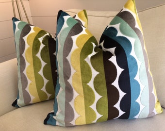 Jonathan Adler for Kravet “SEASIDE” Semicircle Lovely Velvet Fabric pillow covers