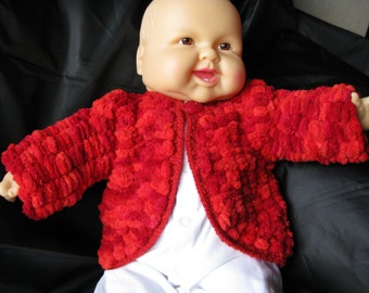 Baby's One Button Jacket / Cardigan in Rusty Red Mix Snowball Wool. Brand New,  Handmade, Hand Knitted
