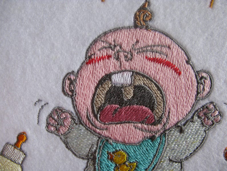machine Embroidered New Baby Birth Card Cards can be made to order and personalised Baby Birth Card
