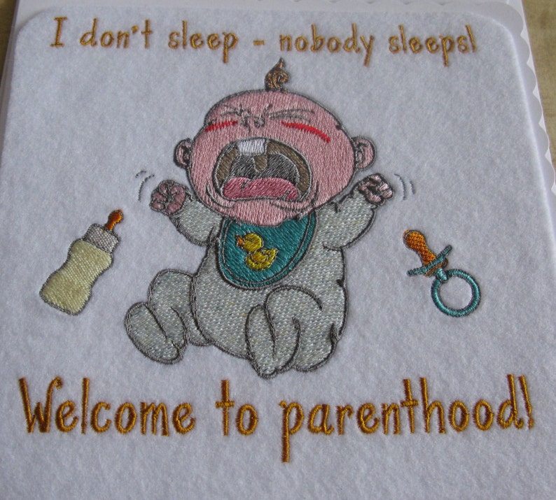 Cards can be made to order and personalised Baby Birth Card machine Embroidered New Baby Birth Card