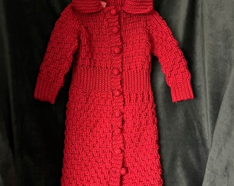 hooded hand crocheted sweater dress for small child