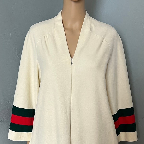 Vintage Vassarette Ivory Fleece Long Front Zip Dressing Gown Robe Nightgown L