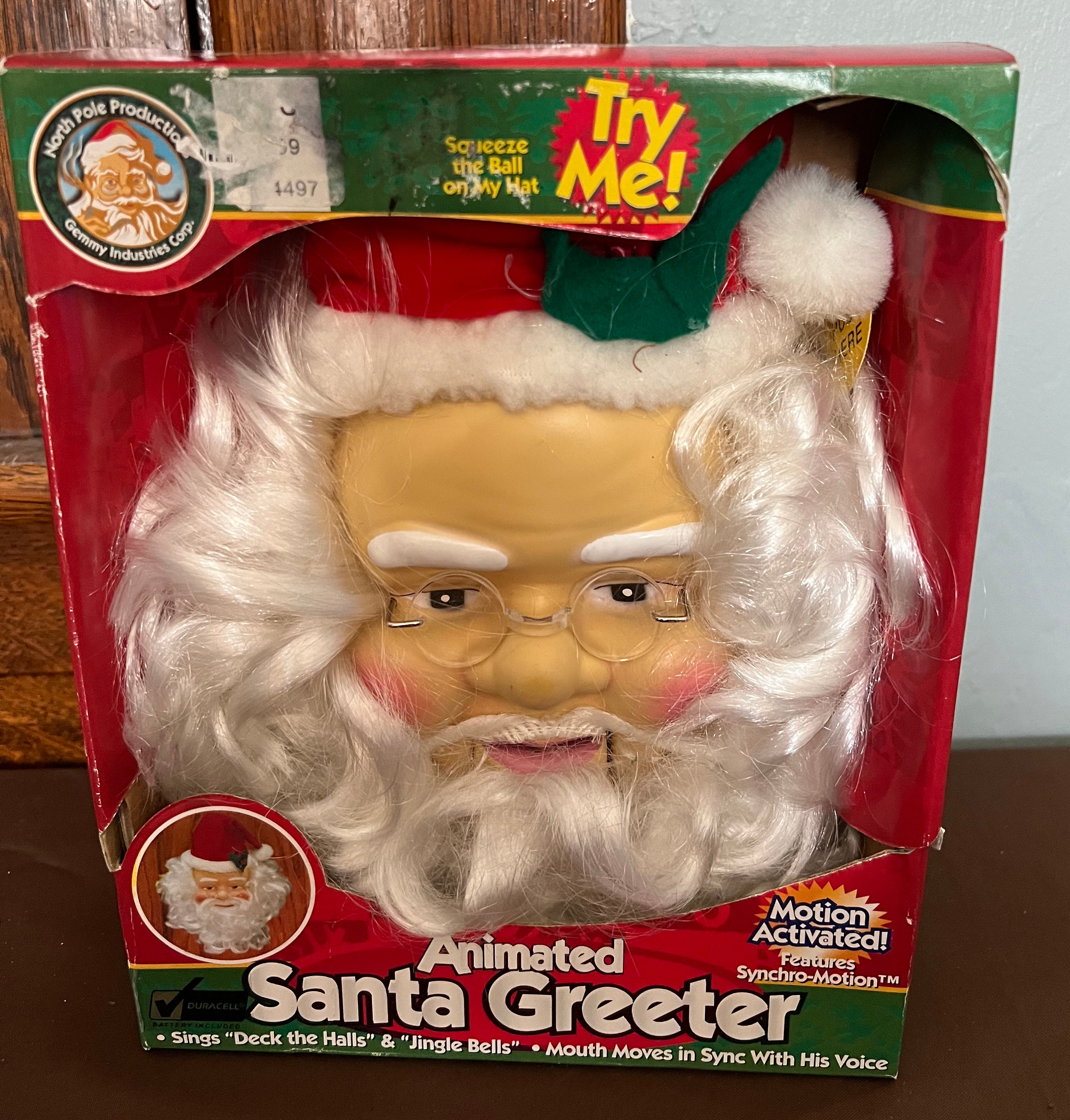 Vintage 1998 Gemmy Santa Face Door Greeter Musical Motion - Etsy