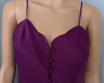 Camisón corto de manga corta con botones, de poliéster y nailon suave y sedoso, de Victoria's Secret, color morado, estilo vintage, talla M.