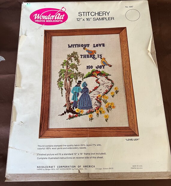 Vintage 1970's Wonderart Needlepoint Kit Without Love Etsy