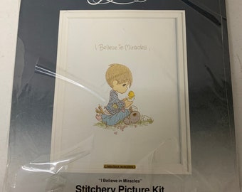 Vintage 1984 Paragon Preciosos Momentos Creo en Milagros Cross Stitch Kit NUEVO