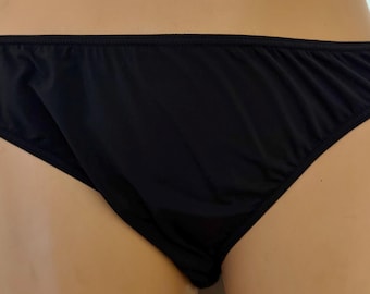 Braguitas tipo bikini Sissy negras transparentes de nailon vintage Essential Bodywear, talla L