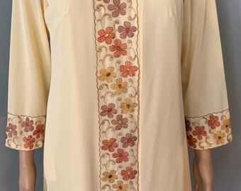 Conjunto de bata y camisón vintage Gossard Artemis con estampado floral amarillo, talla S