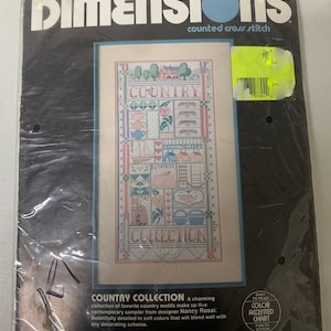 New in Package Vintage 1986  Dimensions Country Collection Cross Stitch Sampler Kit Sealed