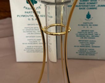 Portavelas cónico PartyLite Summit de vidrio y base, 30 cm, latón, vidrio, IOB