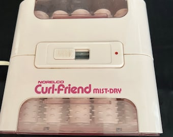 Vintage Norelco Mist o Dry 20 Hot Rollers Hair Curlers w Clip & Cord Storage Pageant Prom Boda Tamaño de viaje