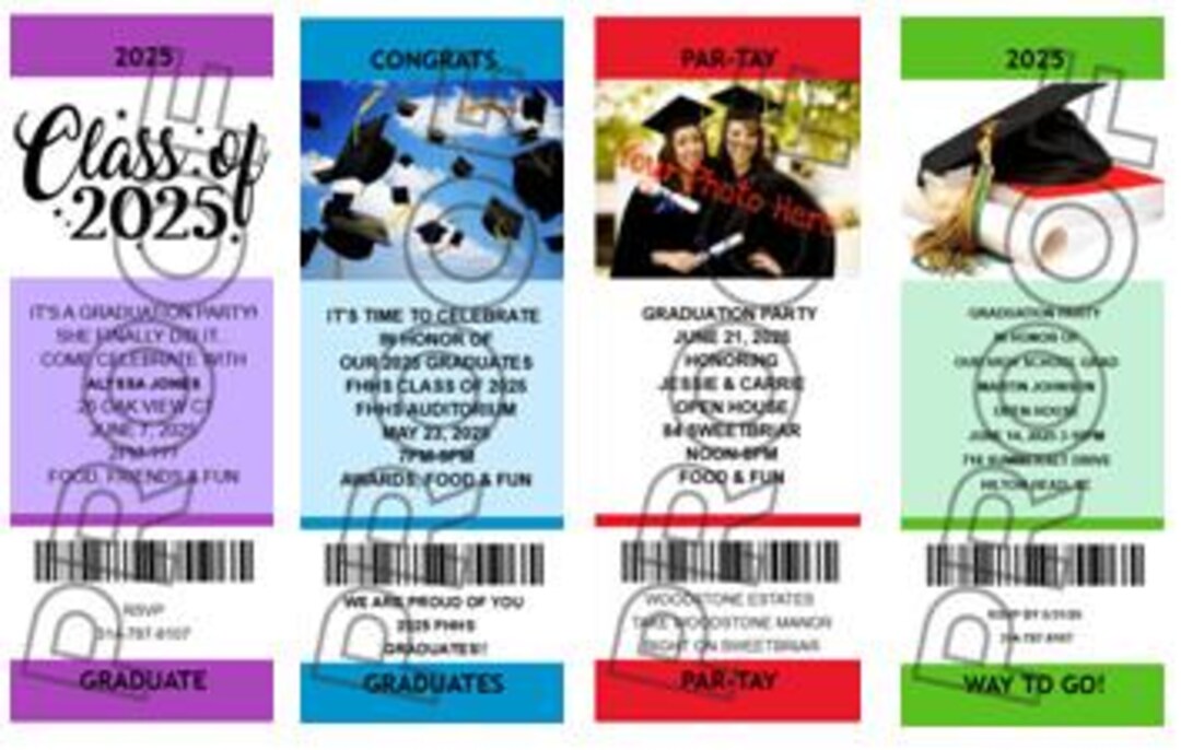 Graduation Photo Ticket Invitations- Authentic & Personalized - QTY 20 ...