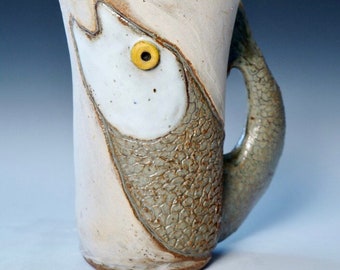 Handmade Ceramic Fish Vase, Ceramic Fish Vase, Stoneware Fish Container, Pottery Animal Vase, Unique Fish Art, Ceramic Fish Gift, Fish Art