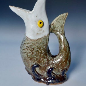 Ceramic Fish Pitcher, Handmade Pottery Fish, Unique Pitcher, Animal Art ...