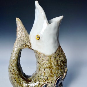 Ceramic Fish Pitcher, Handmade Pottery Fish, Unique Pitcher, Animal Art ...