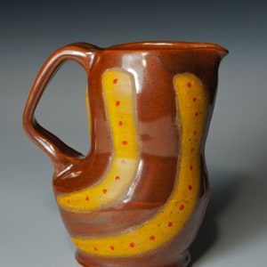 Brocca in ceramica fatta a mano, brocca in gres fatta a mano, brocca in ceramica, brocca per succo, brocca in argilla dipinta a mano marrone e gialla