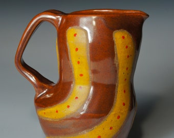 Handmade Ceramic Pitcher,  Stoneware Handmade Earthy Pitcher, Ceramic Jug, Juice Jug, Brown and Yellow Hand Painted handmade Clay Pitcher