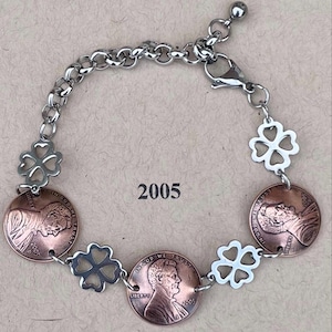 21st Birthday 2005 Penny Bracelet, 2005, Penny Bracelet, 21st birthday, Coin Bracelet, 2005, 2005 jewelry
