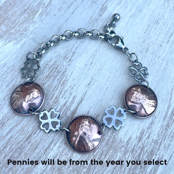 1940s Penny Bracelets - Choose Your Year 1940 1941 1942 1943 1944 1945 1946 1947 1948 1949