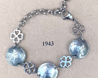 1943 Steel War Penny Bracelet with 1943 Steel Pennies