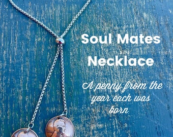 New Soul Mates Necklace featuring a penny from the year each was born