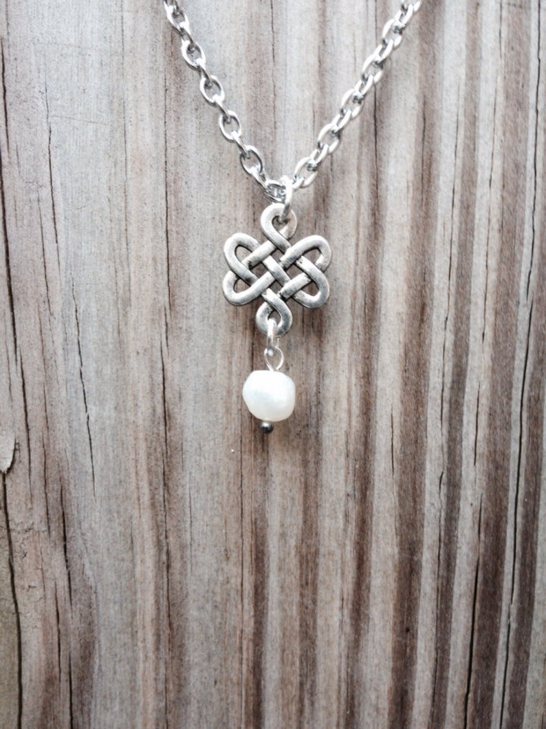 Celtic Knot and Freshwater Pearl Necklace Etsy