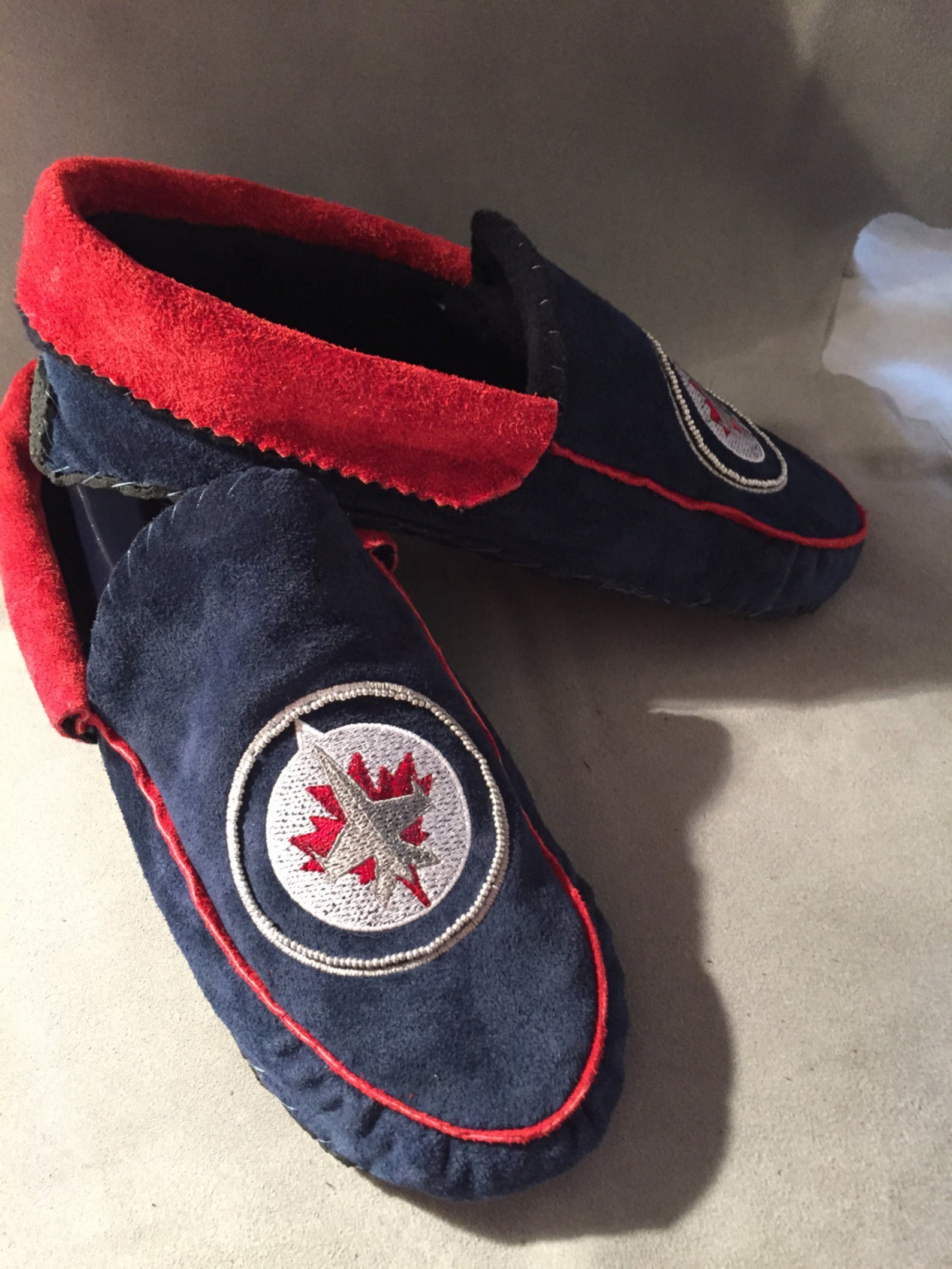 WINNIPEG JETS MOCCASINS | Etsy