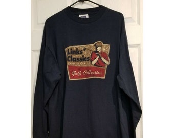 Vintage 1990's CSA Navy Blue Long Sleeve Links Classics T-Shirt Men's Size XL