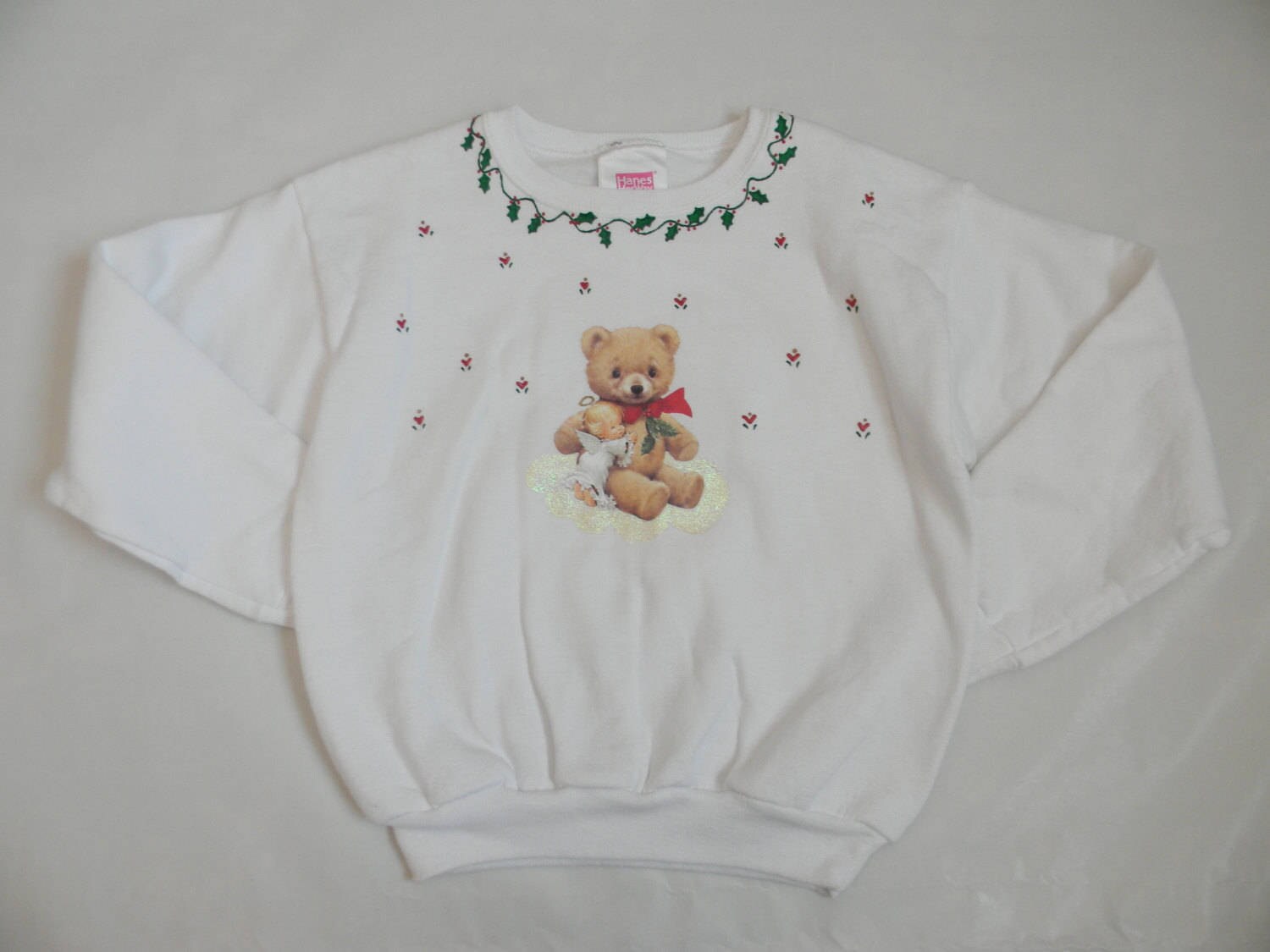 Vintage Girls Hand Painted White Christmas Sweatshirt With - Etsy