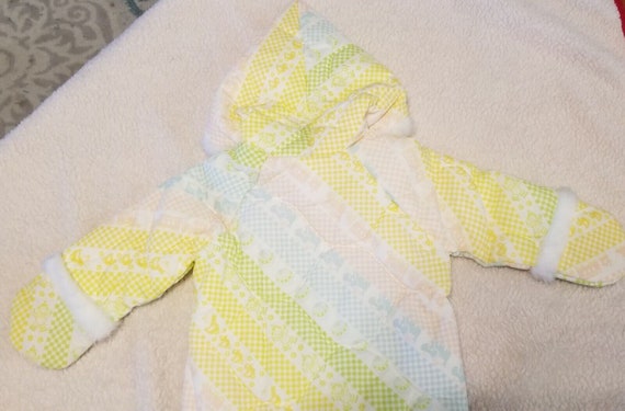 Vintage 1970's Infant's Size 0-6M Pastel Print Ba… - image 7