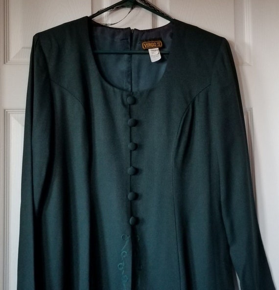 Vintage VIRGO II Women's Size 12 Dark Green Long Sleeve Layered Sheath Dress  - Etsy