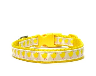The 'Spring Chick' collar, yellow chicks dog collar, Easter dog collar, Easter cat collar, adjustable collar, yellow chick cat collar spring