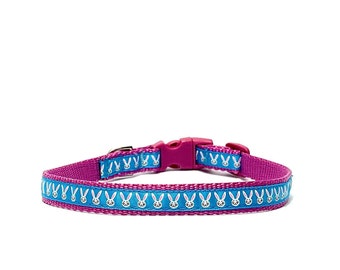 The 'Bunny Love' collar, pink dog collar, Easter dog collar, bunnies, cat collar, girl dog Easter collar, Easter bunnies, adjustable collar