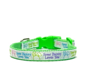 The Some Bunny Loves You Collar, Easter dog collar, green dog collar, Easter girl dog collar, spring dog collar, Easter cat collar, xs dog