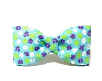 The 'Ditzy Flowers' Bow Tie Tiny Floral Dog Bow Cat Bow Girl Bow Elastic Strip Pet Bow Summer Spring Bowtie Collar Accessory Removable Bow