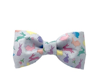 The Bunny Bonanza Bow Tie, Easter dog bow, Easter bunnies, Easter cat bow, dog bowtie, elastic, removable collar bow, girl bow tie Easter