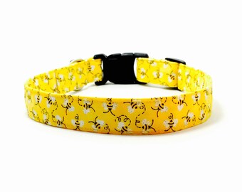 The 'Busy Bees' Collar Bumblebee Dog Collar Yellow Bees Cat Collar Adjustable Glitter Wings Bees Summer Collar Fun Spring Collar Honeybees