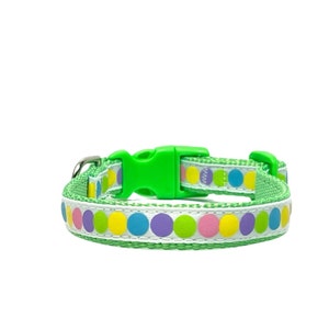 dog collar, cat collar, polka dots dog collar, Easter, dots, green dog collar, cute collar for girl dog, collar for boy, Kitten-xs dog size