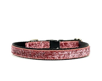 The 'Pretty In Pink' Collar Girl Cat Collar Sparkle Kitten Collar Pink Girl Dog NonShed Glitter Safety Buckle Valentine Girl Collar Spring