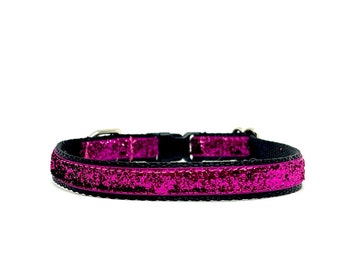 The 'Diva Girl' Collar Pink Cat Collar Glitter XS Dog Collar Sparkle Kitten Collar Collar With Bell Girly Valentine Sparkle Breakaway Buckle