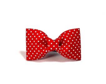 The 'Looker' Red Polka Dot Bow Tie Valentine Cat and Dog Bowtie Christmas Elegant Dapper Elastic Bow Removable Collar Accessory Girl Bow